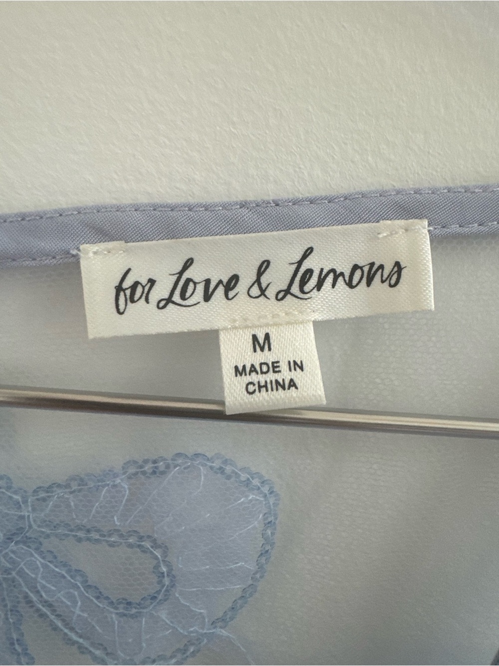 For Love & Lemons Pale Blue Floral Lace-Up Mesh Mini Dress - Picture 5 of 6